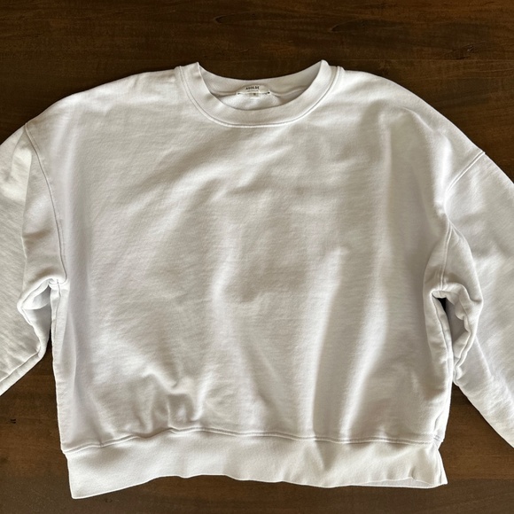 AGOLDE Women's Balloon Sleeve Cropped Sweatshirt Light Grey Paper Mache Size M - Picture 3 of 11